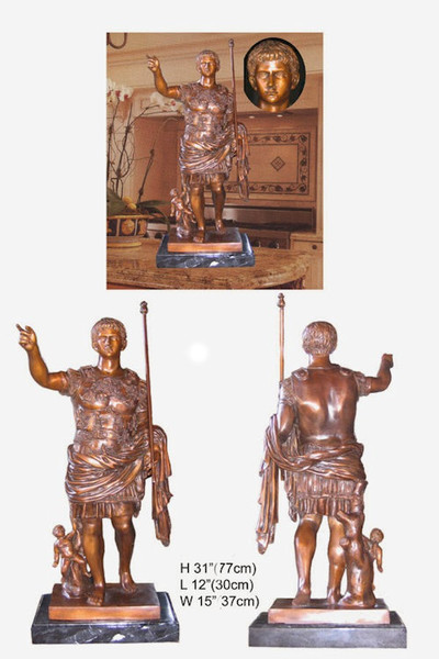 Caesar Augustus of Prima Porta bronze sculpture marble museum base